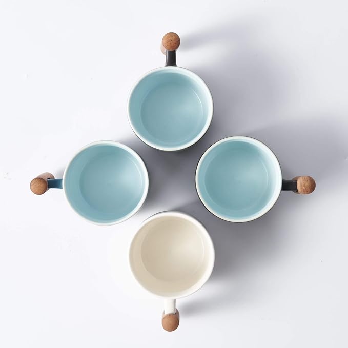 Ceramic Espresso Cups with Wooden Handle Espresso Shot Cups Ceramic Tea Cups - Image 7