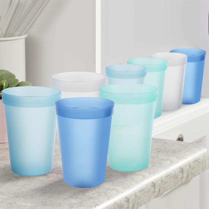 Blwan 8-Pack 15.2oz Plastic Cups, BPA-Free Reusable Drinking Cups, Unbreakable - Image 9