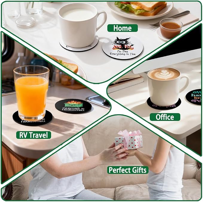 The Horrors Persist But So Do I Drink Cup Holder Coaster Set of 2, Funny - Image 6