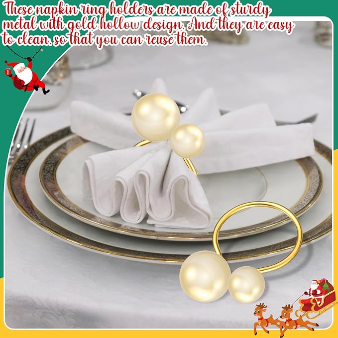 Sliner 48 Pcs Pearl Napkin Rings - Image 7