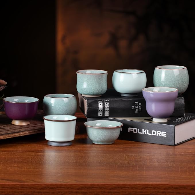 KAMMAK Japanese Tea Cups, 3.2 Oz Small Handmade Ceramic Teacups, Loose Leaf and - Image 7
