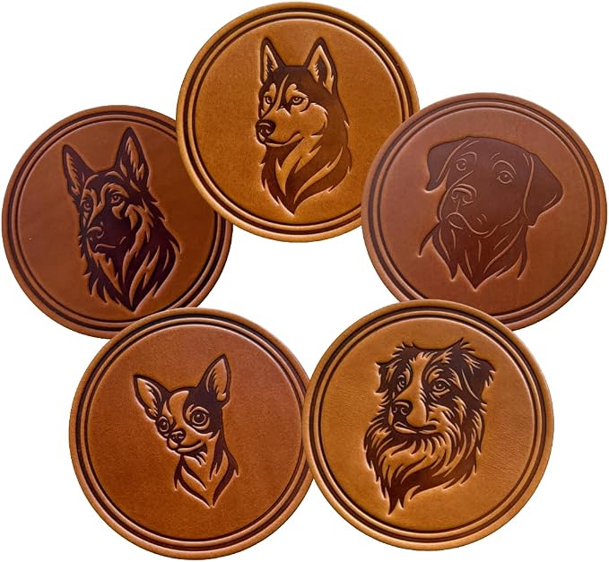 Dog Breed Leather Coasters – Premium Full Grain Table Protectors - Image 8