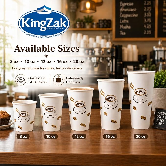 King Zak 16 oz Paper Hot Cups, Rolled Rim, To-Go Cups, Hot Coffee, Tea and Cocoa - Image 3
