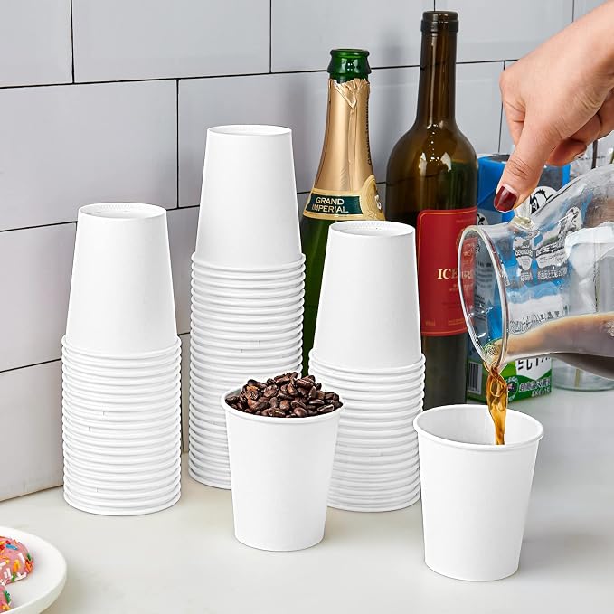 Turbo Bee 300Pack 8oz Paper Cups, Disposable Coffee Cup, White Paper Water Cups - Image 7
