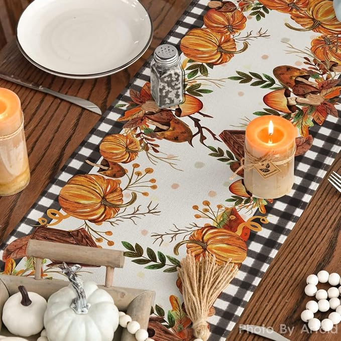 Artoid Mode 210 GSM Fall Table Runner 13x72 Inch Home Party Decor | Buffalo - Image 7
