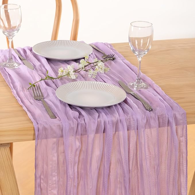 8 Pack Lilac Purple Cheesecloth Table Runner 10ft Boho Table Decor | - Image 6