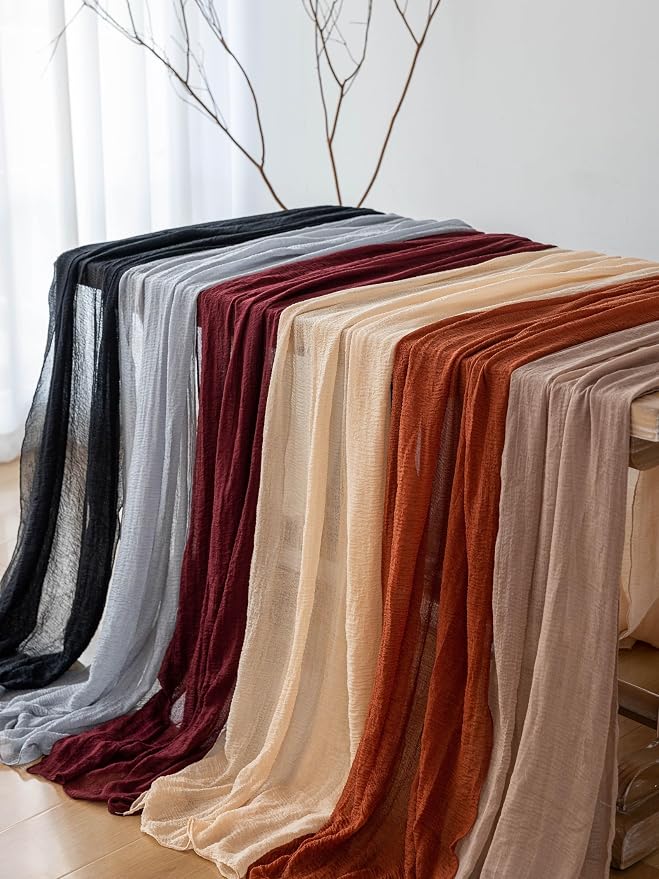 10Pcs Deep Beige Cheesecloth Table Runner 120 Inches - Image 6