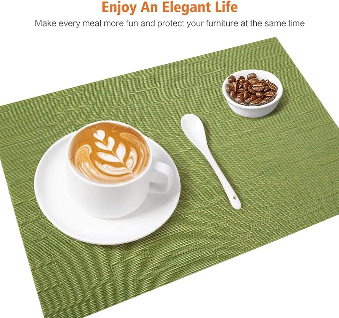 Placemats Set of 4, Vinyl PVC Heat Resistant Washable Placemats Set, Non Slip - Image 5