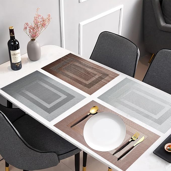 PIGCHCY Placemats Set of 6, Washable Woven Vinyl Kitchen Table Mats Non Slip - Image 8