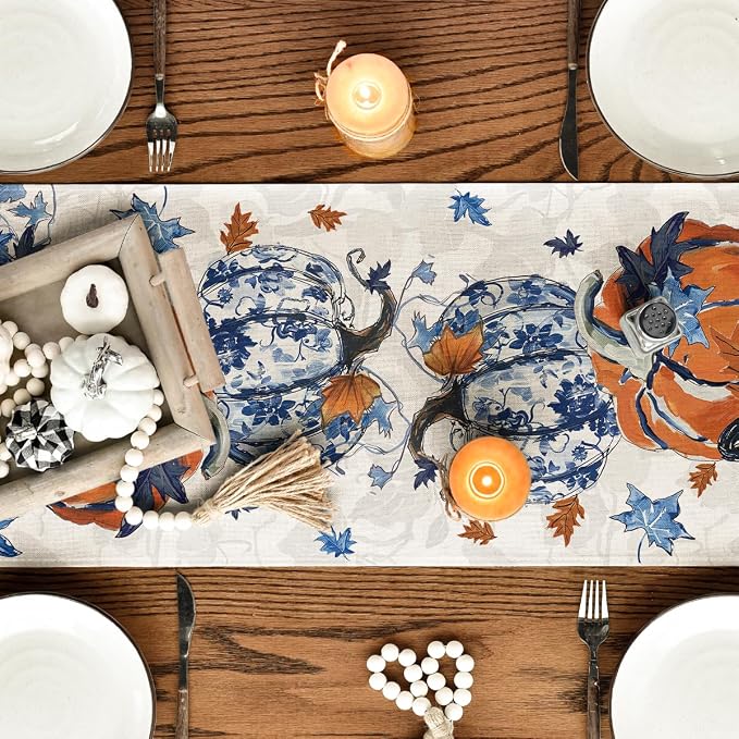 Artoid Mode 210 GSM Fall Table Runner 13x120 Inch Home Party Decor | Pumpkins - Image 7