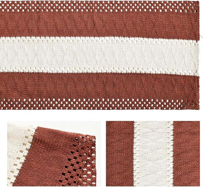 Artoid Mode Caramel Farmhouse Woven Table Runner 12x48 Inch | Holiday Rustic - Image 6