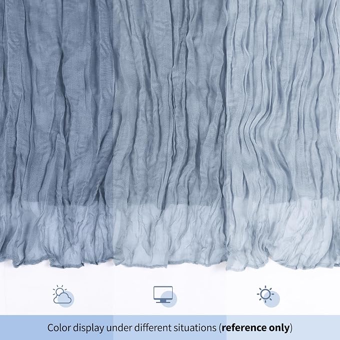 6 Pack Dusty Blue Cheesecloth Table Runner 17x108 Inch Semi Sheer Boho Gauze - Image 8