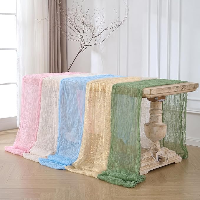 12 Pack Pink Cheesecloth Table Runners, 120 Inch 10Ft Blush Pink Gauze Table - Image 8