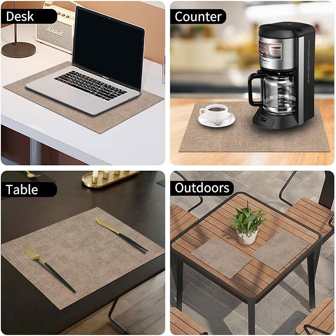 Faux Leather Heat Resistant Placemats 12 Packs, Waterproof Wipeable Dining PU - Image 9