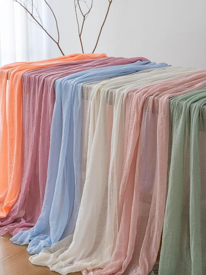 White Ivory Cheesecloth Table Runner 120 Inches - Image 6