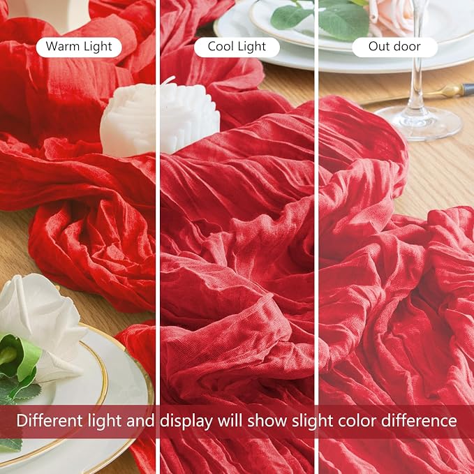Cheesecloth Table Runner Red 10FT Boho Gauze Runner, 3 Pack | 120 Inch Cheese - Image 8