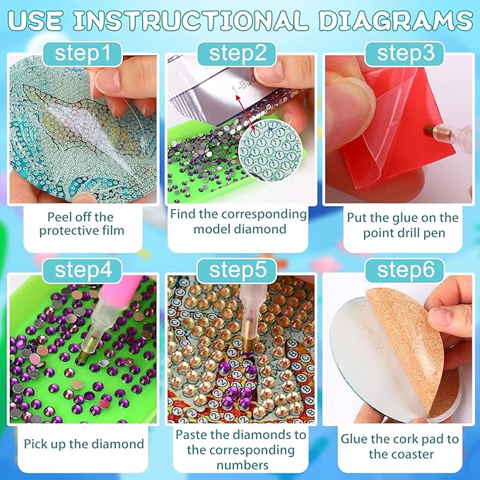 8 PCS Christmas Diamond Art Coasters Kits - Image 6