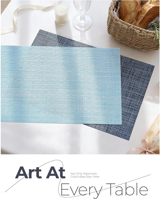 Leetaltree Soft Sky Blue Woven Placemats Set of 24 - Image 8