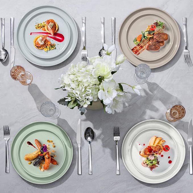 LIANYU Dinner Plate Set of 4, 7.75 Inch Stoneware Salad Kitchen Plates - Image 7