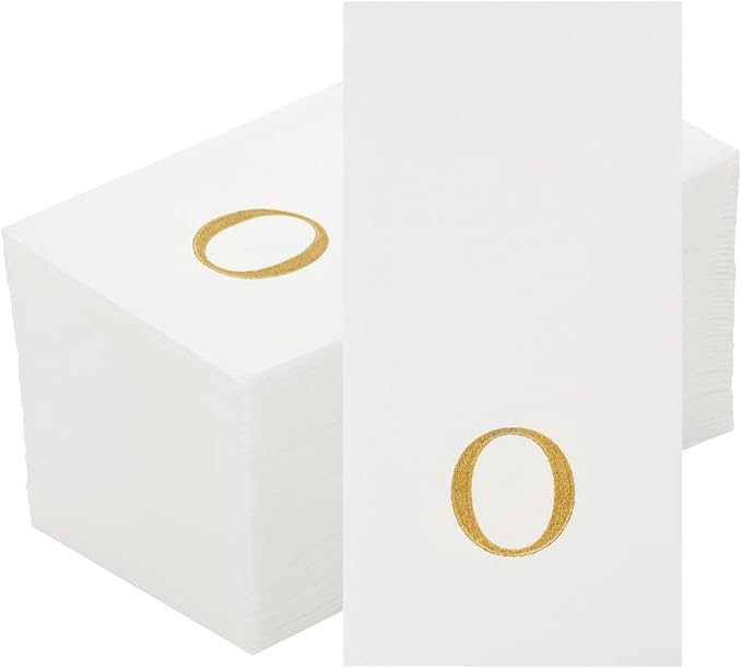 Restaurantware Paper Napkins Pack of 2000 Gold Letter O Linen-Feel Disposable - Image 2