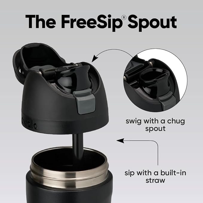 Owala FreeSip Stainless Steel Water Bottle 24 oz Very, Very Dark - Image 2