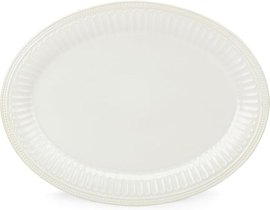 Lenox French Perle Groove White Stoneware Serving Platter | dishwasher safe by Lenox