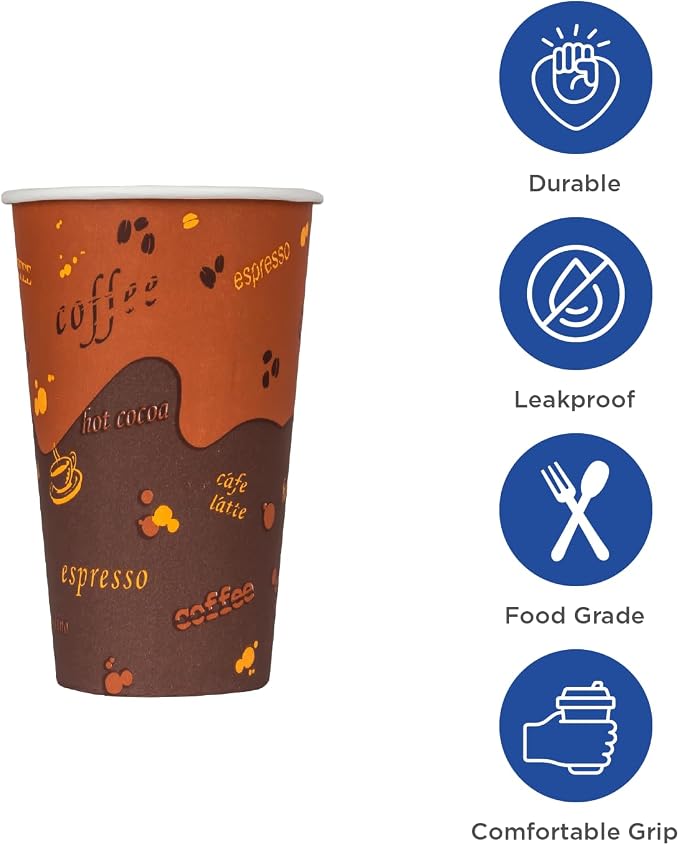 Karat 10 oz Paper Hot Coffee Cups Disposable, Leak-Resistant Double Poly-Lined - Image 2