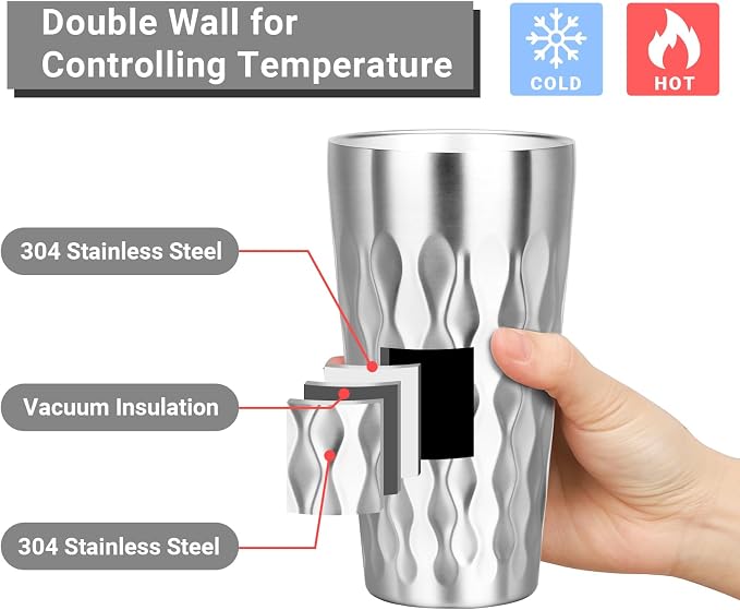 Stainless Steel Drinking Glasses, 19 oz Insulated Tumbler, 8 Pack Double Wall - Image 3
