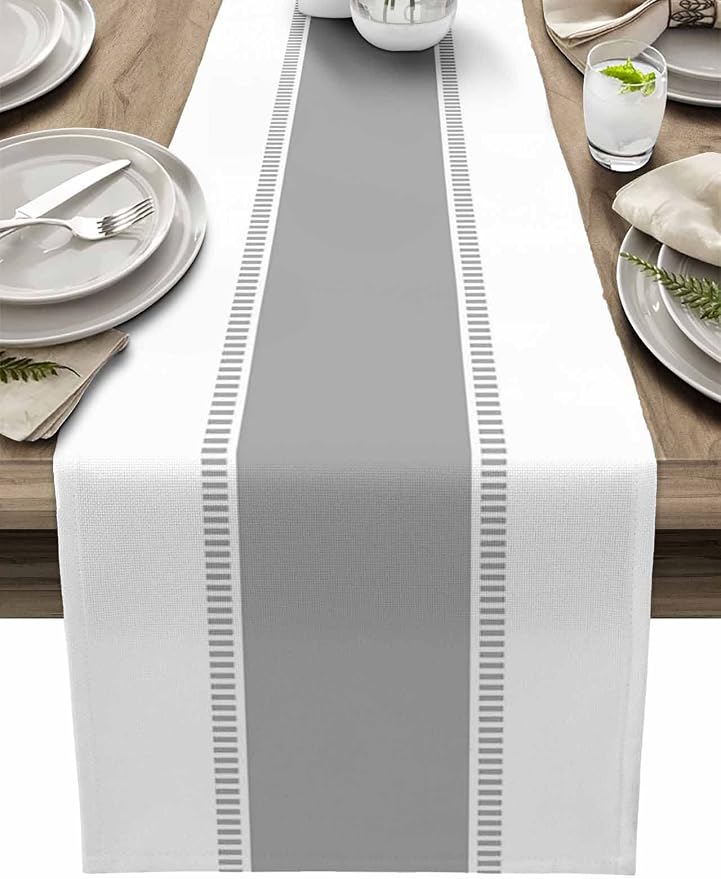 Grey Table Runners 36 inches Long, Non Slip Table Runner Farmhouse Dresser by Futuregrace