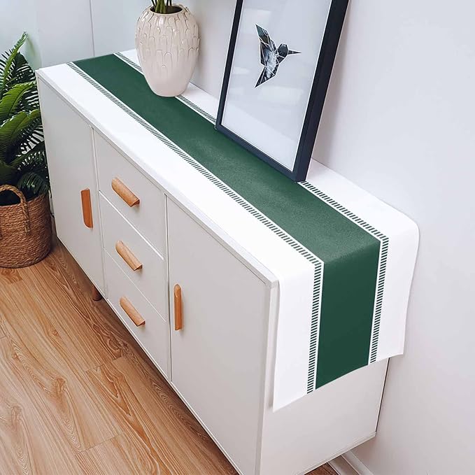 Green Table Runners 90 inches Long, Farmhouse Stripes Table Runner Bualap - Image 5