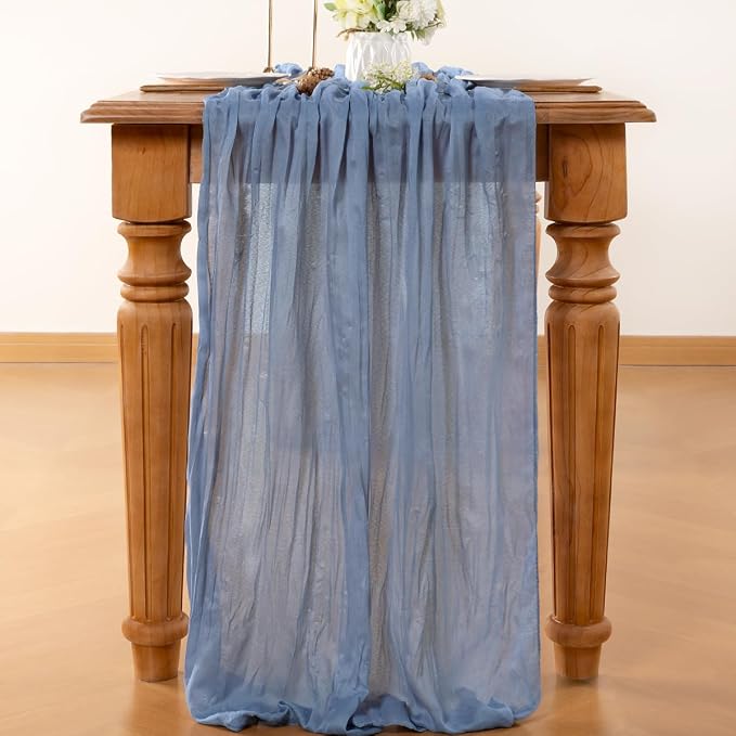 Dusty Blue Cheesecloth Table Runner 120 Inches 4 Pack Gauze Table Runner | - Image 2
