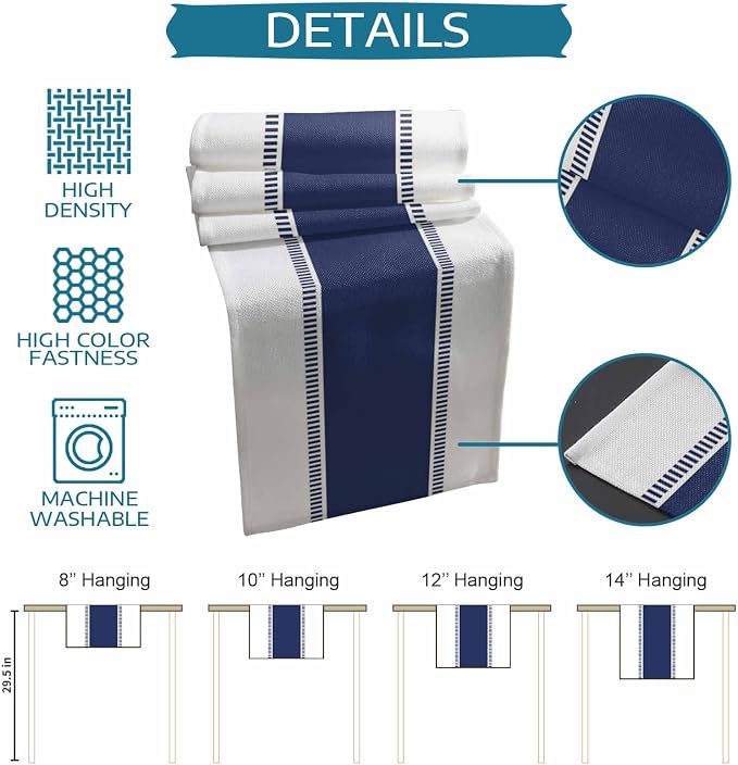 Navy Blue Table Runners 108 inches Long, Modern Stripes Table Runner Non Slip - Image 7