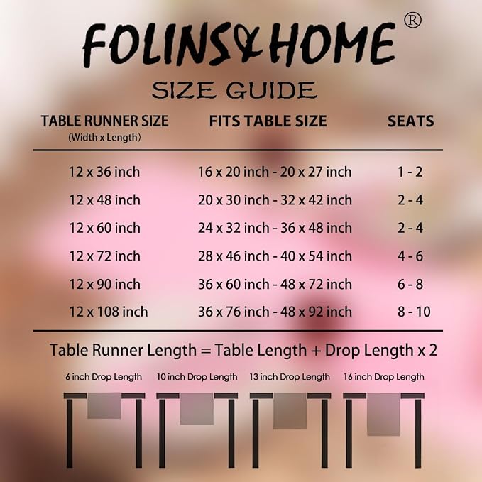 FOLINS&HOME Pink Waterproof Decorative Table Runner 108 Inches Long | 210GSM - Image 6