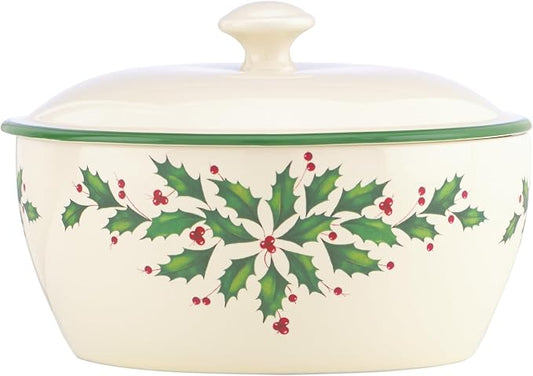 Lenox Holiday Porcelain Covered Christmas Casserole Dish | by Lenox