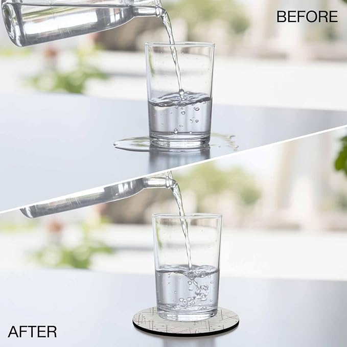 Modern Geometric Coasters Set of 2, Minimalist Lines Polka Dots Abstract Beige - Image 5