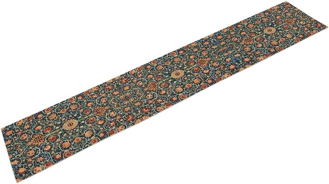 William Morris Table Runner, Boho Rustic Ethnic Flower Original Design Print - Image 5