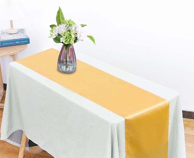 Gold Table Runners, 12x108 Inches, 2 Pack | Silk and Smooth Fabric, - Image 3