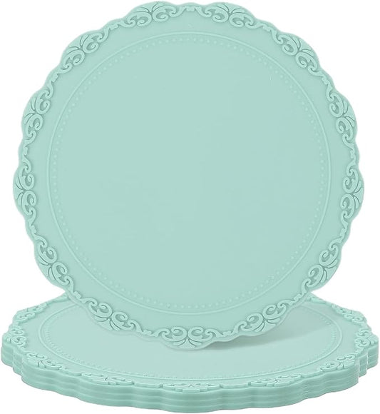 uxcell Set of 4 Round Silicone Coaster, Light Blue by uxcell