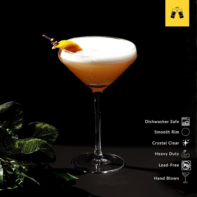 LEMONSODA Hand Blown Nick & Nora Crystal Martini Glasses, Cosmopolitan - Image 2