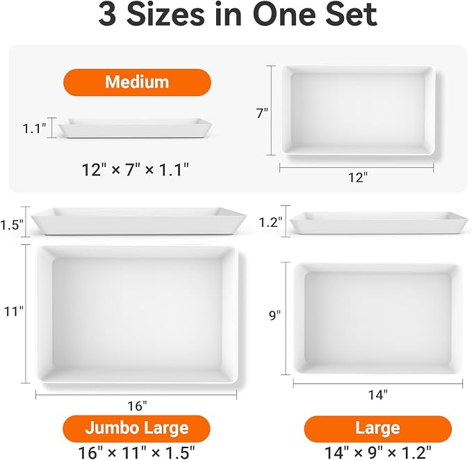 3-Pack Serving Tray in 3 Sizes, Serving Platter, Trays - Image 2