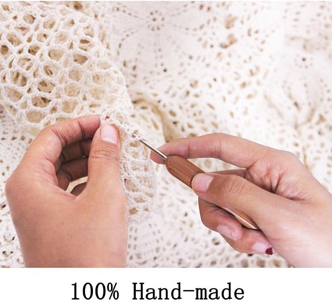 Cotton Handmade Crochet Lace Table Runner Beige Rectangle Coffee Table Dresser - Image 7