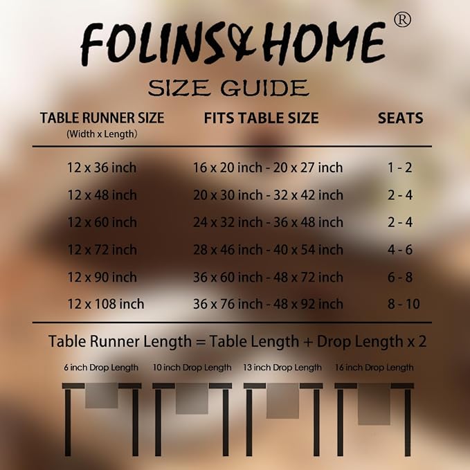 FOLINS&HOME Brown Waterproof Decorative Table Runner 36 Inches Long | 210GSM - Image 6