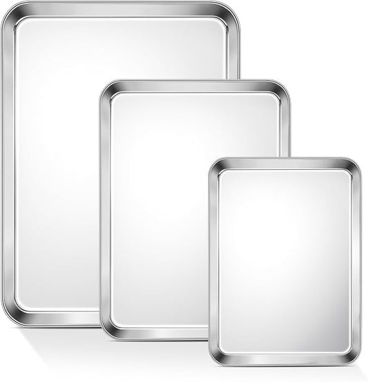 TeamFar Baking Sheet, Cookie Sheets Baking Pans Set of 3, 17.6/16/12.5 Inch | by TeamFar