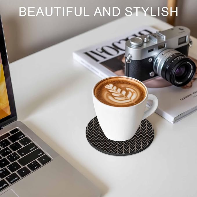 Simple Line Black Coasters Set of 2, Non-Slip Cup Coaster Mat - Image 7