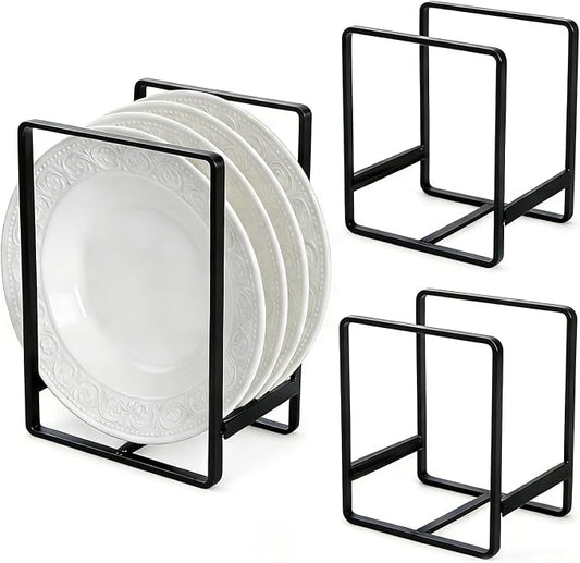 Plate Holder Organizer Metal Upright Dish Drying Racks | 3 Pcs 2 Sizes Black by Odowalker