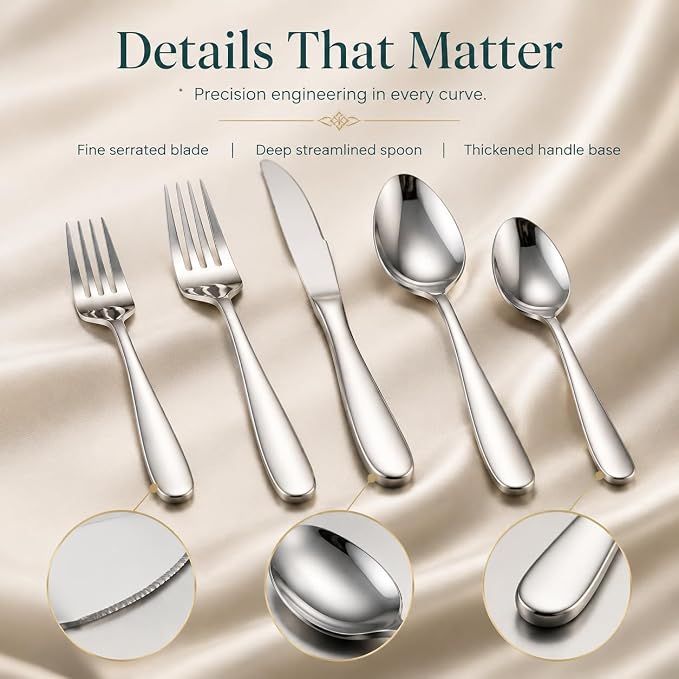 HaWare Silverware Set for 8, 40-Piece Stainless Steel Flatware, Heavy Duty | - Image 5