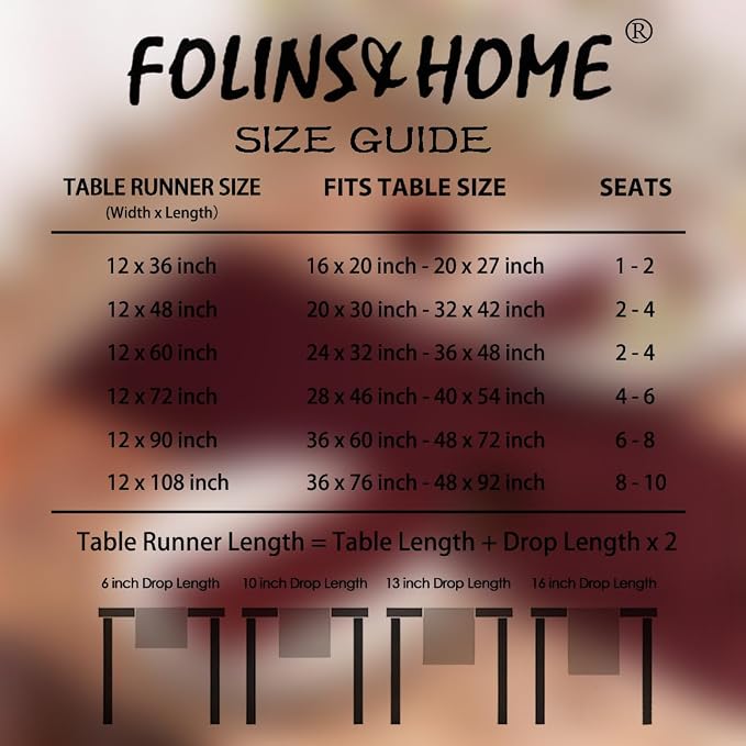 FOLINS&HOME Burgundy Waterproof Decorative Table Runner 48 Inches Long | 210GSM - Image 6