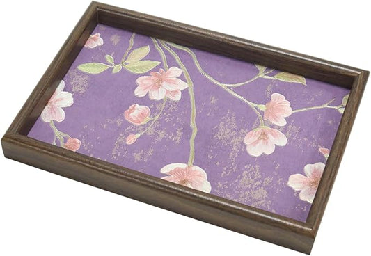 Wooden Valet Tray Floral Base Catchall Nightstand Organizer, Vanity – Vintage by Unknown