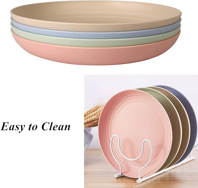 CAMBUY Wheat Straw Plates 8 Pack 10 Inch Extra Large Plate Set | Unbreakable - Image 4