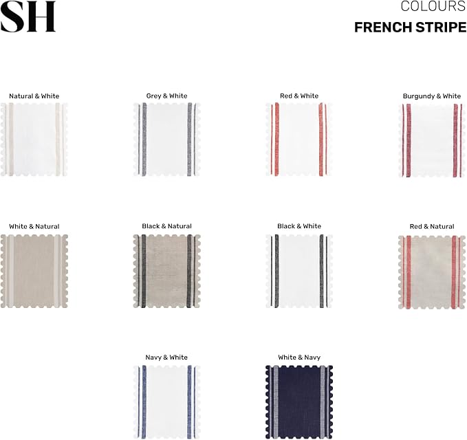 Solino Home 100% Pure Linen Table Runner, 14 x 108 in, French Stripe | Table - Image 8